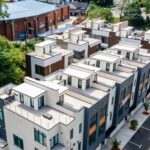 Exterior Aerial Shot of Bauhaus Townhomes